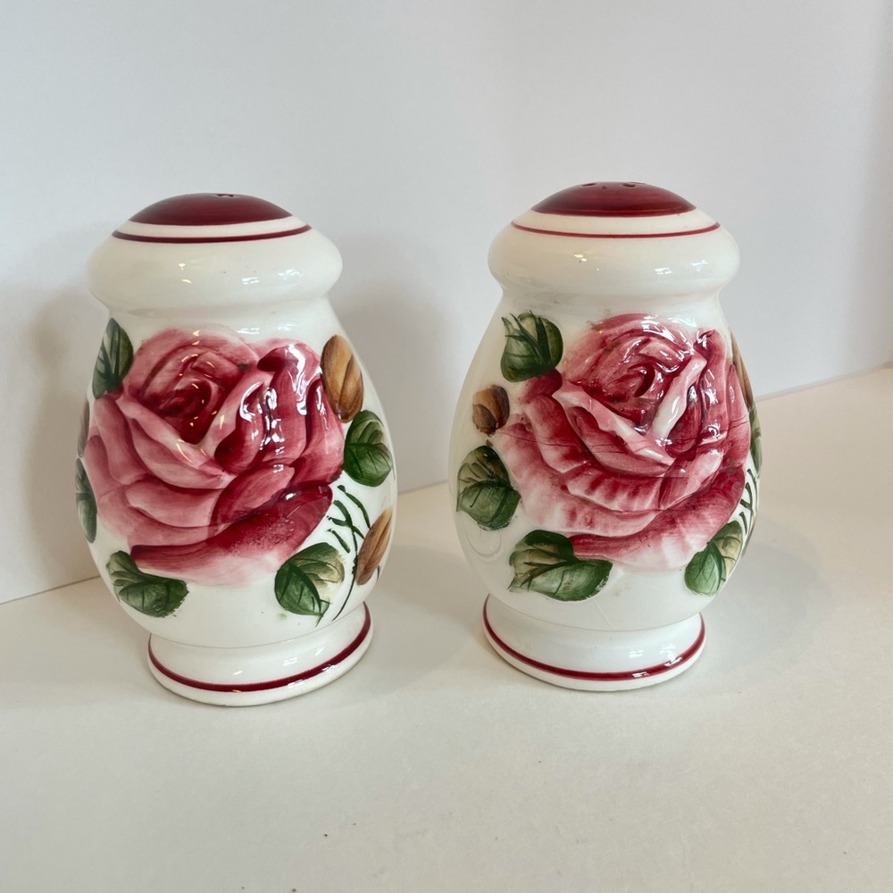 Lefton Americana Rose Salt & Pepper ~ Sticker.